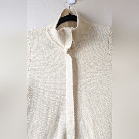 WOLFORD WOOL 100% Wool Long Jacket Cardigan, Cream, Luxury, Size 6 - Picture 5 of 8